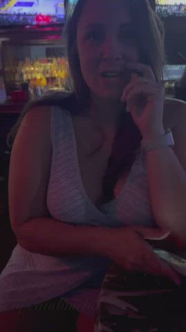 Hotwife does Risky flashing at bar[GIF]