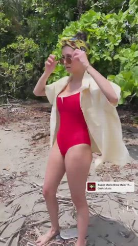 Natural Tits Nina Dobrev Swimsuit clip