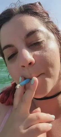 Taking a puff before I suck his cock. Don't you just adore outdoor playtime?