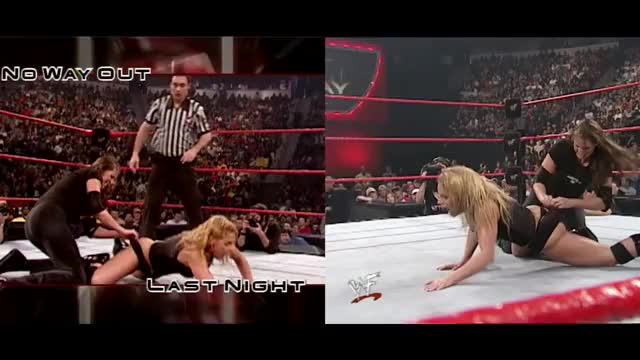 Stephanie McMahon Spanks Trish Stratus - Side by Side Double Angle