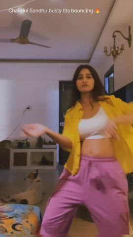 Ufff those juicy boobs bouncing of slutty model Chandni Sandhu 💦