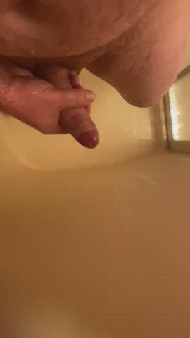 Stroking my cock in the shower