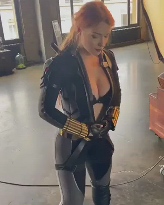 Boobs Clothed Cosplay Costume Redhead clip
