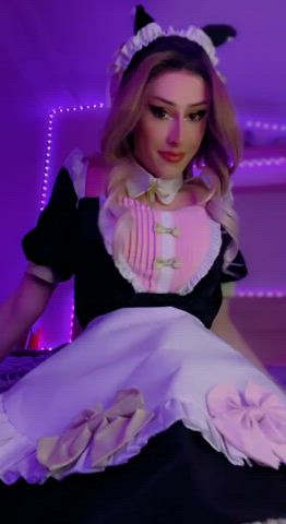 Cat maid OlympiaBean revealing her big hard cock!