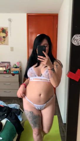 brunette latina solo homemade natural tits petite thick lingerie pawg tease clip