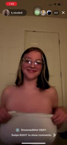 Big Tits Boobs Flashing Glasses Huge Tits Nipples White Girl clip