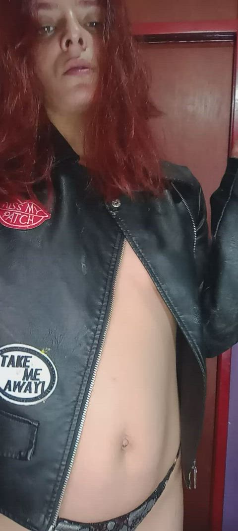 leather lingerie long hair natural tits pussy redhead small tits smoking tits titty