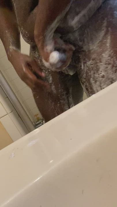 I love hoping out the shower all soapy and palm rolling my cock after I shower off