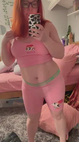 cute innocent pink redhead tease teasing thick uk white girl clip