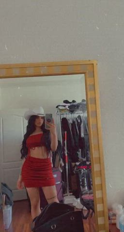 cowgirl eva maxim mirror non-nude selfie skirt clip