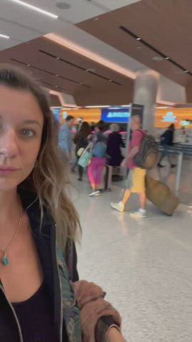 Exposing myself at the airport before taking flight [gif]