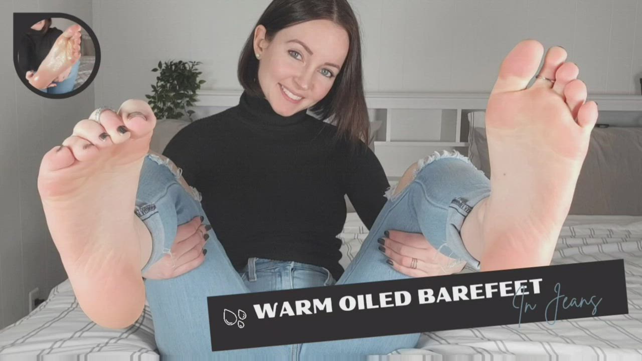 "Warm Oiled Barefeet In Jeans" is my newest video! 💦 Come oil me up!