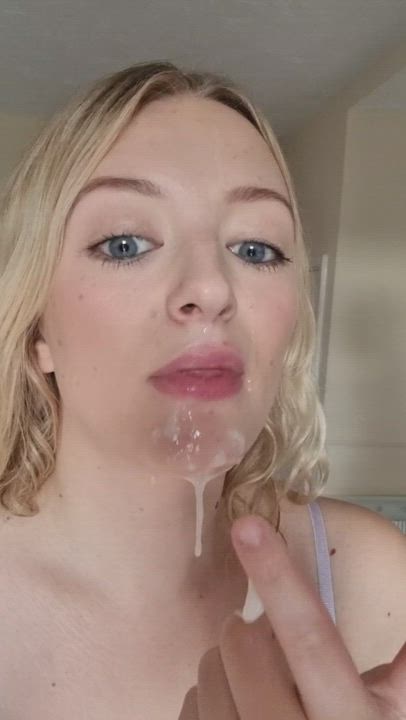 Amateur Blonde Blowjob Cum Cum In Mouth Cum Swallow Swallowing White Girl Porn GIF