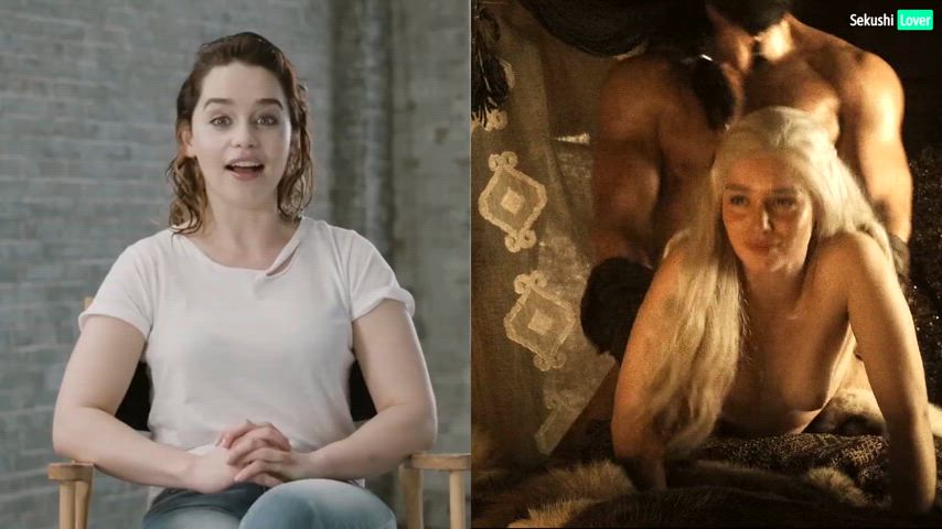 Emilia Clarke Clothed vs Unclothed