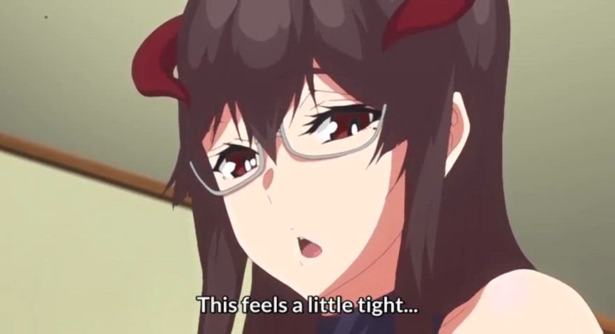 anime glasses hentai succubus teasing titty fuck clip