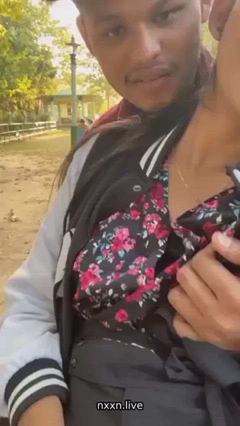 boobs desi girlfriend groping outdoor public selfie clip
