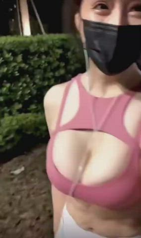 asian asianhotwife chinese cleavage fitness natural tits public workout r/exposedtostrangers