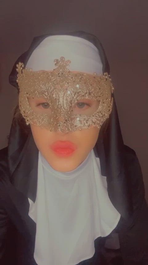 Naughty nun gets sloppy with a nice dildo 💖