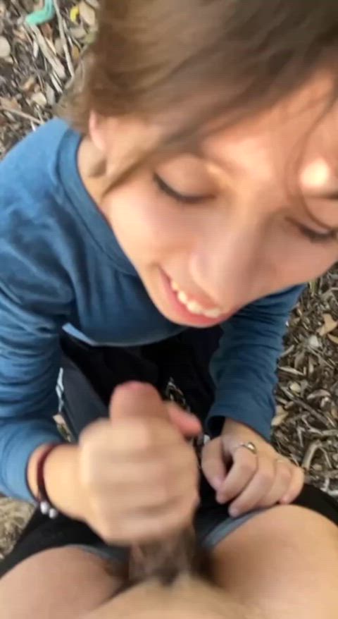 blowjob clothed extra small handjob homemade outdoor pov petite shy teen clip