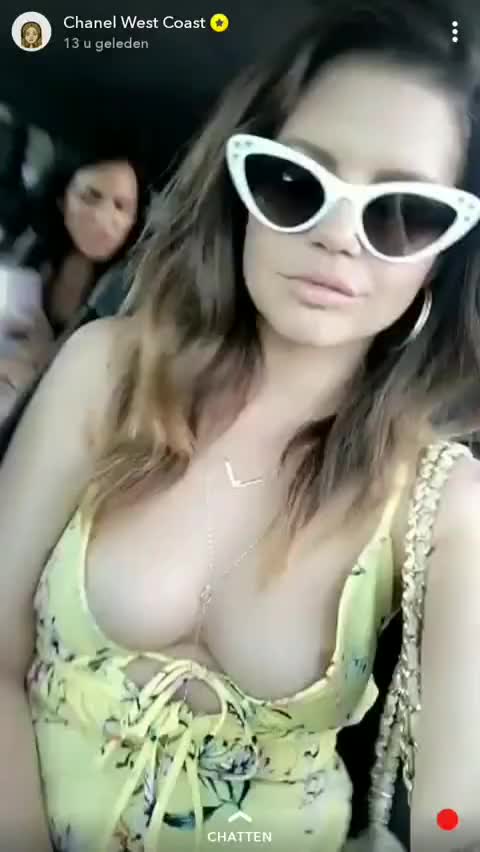 (96400) Chanel West Coast with a wide cleavage slipping some pretty good nip on SC.