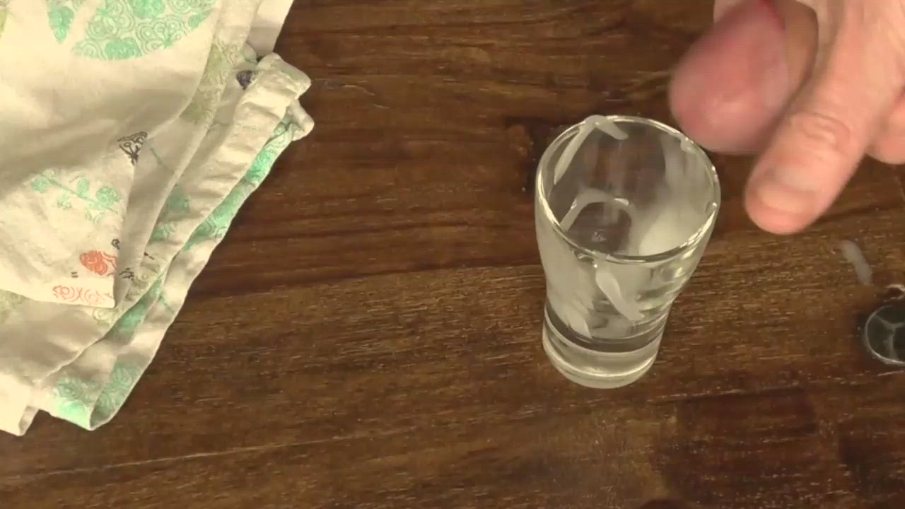 Make it a double! 💦😛 Drinking 2 cum loads from a shot glass