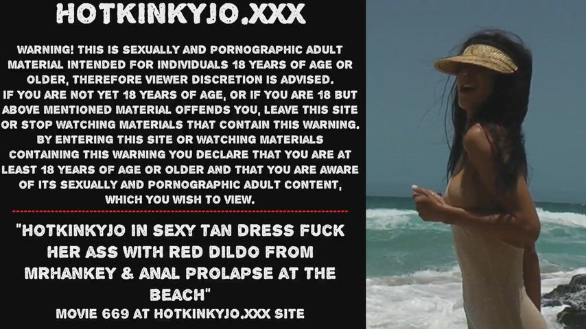 Hotkinkyjo in sexy tan dress fuck her ass with red dildo from mrhankey & anal