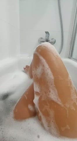 Shower time just got a lot more exciting with my soapy crossed legs on display