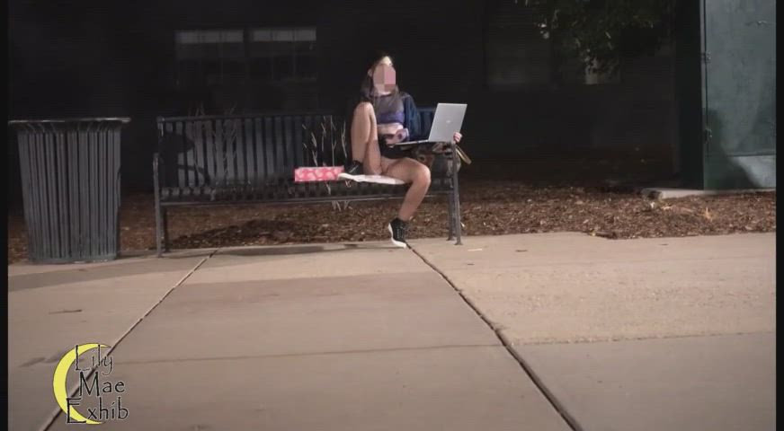 Lily Mae getting naughty doing homework outside in the park