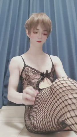 asian crossdressing fishnet gay japanese sissy clip