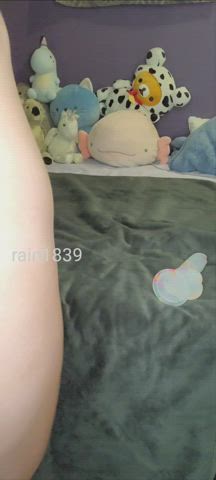 Kitten is in position with her toy and butt plug. [f]