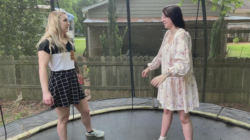 New! Patreon.com/Wedgiegirls - A first for us - Trampoline Wedgies! Link in the comments
