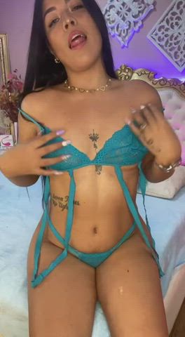 latina lingerie long hair nipples tattoo tease tits clip