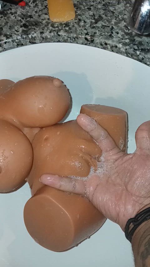 clit rubbing fingering fleshlight g spot male masturbation pussy rough sex doll soapy