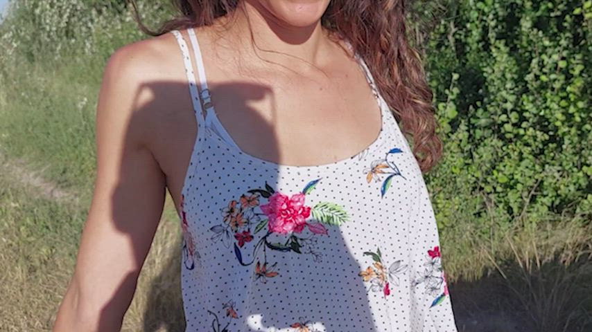 Brunette Latina Natural Natural Tits Outdoor Panties Tits clip