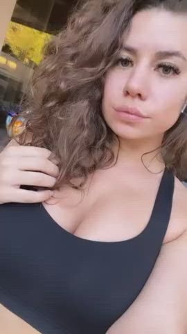 Big Tits Brunette Nipple Piercing clip