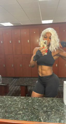 Mirror Muscular Girl Selfie clip