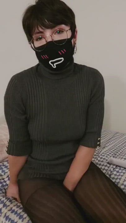 Clothed Glasses Mask Pantyhose Rubbing Short Hair clip