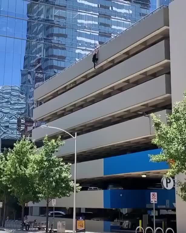 Parking lot downclimbing