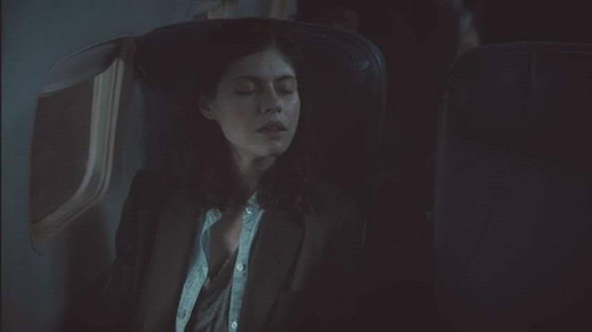 airplane alexandra daddario brunette celebrity fetish moaning orgasm softcore clip