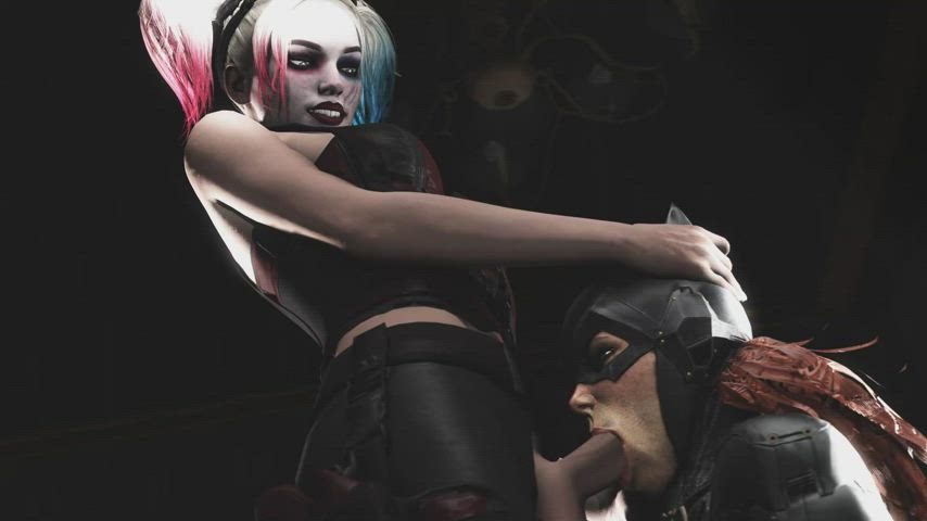 Harley Quinn dominating Batgirl