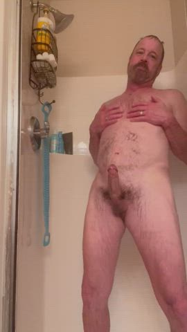 Big Dick Daddy Erection Gay Penis Shower Wet clip