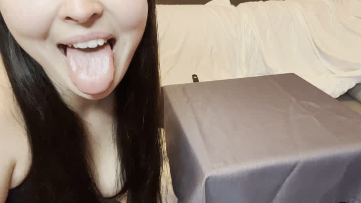 Brunette Cute Licking Long Tongue Sex Smile Tease Teasing Tongue Fetish clip