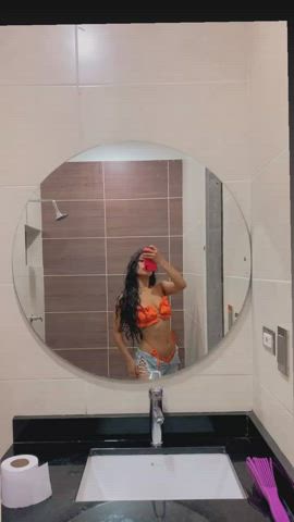 big ass bikini brunette curly hair cute ebony latina selfie small tits clip