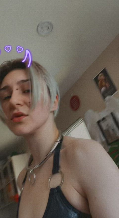 alternative emo lingerie small tits teasing trans punk white hair clip