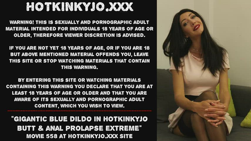 Gigantic blue dildo in Hotkinkyjo butt &amp; anal prolapse extreme
