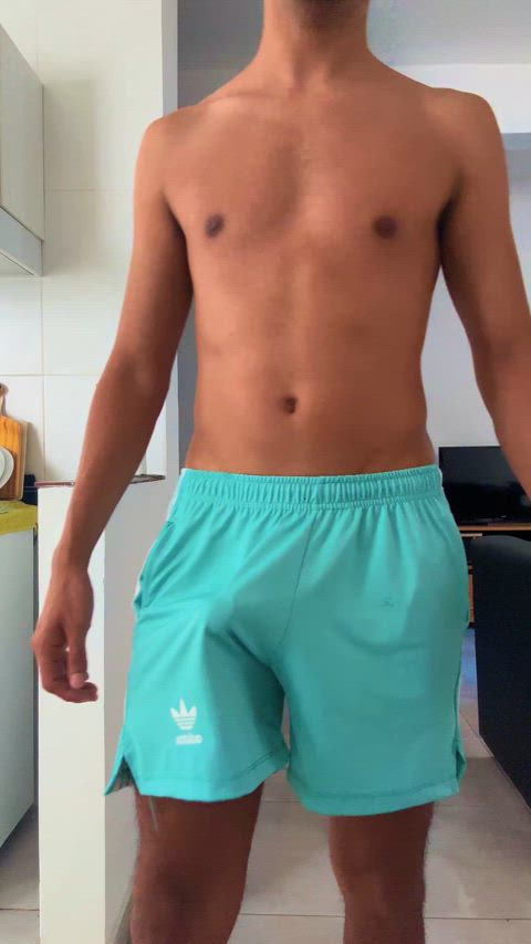 How to tempt with only shorts and a veiny cock
