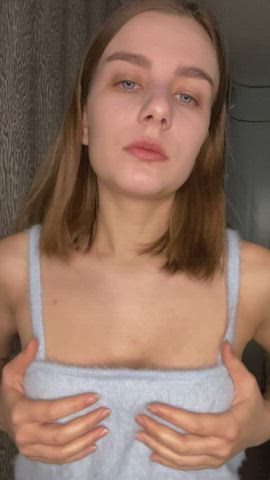 If you like my petite boobs, I’d let you squeeze it