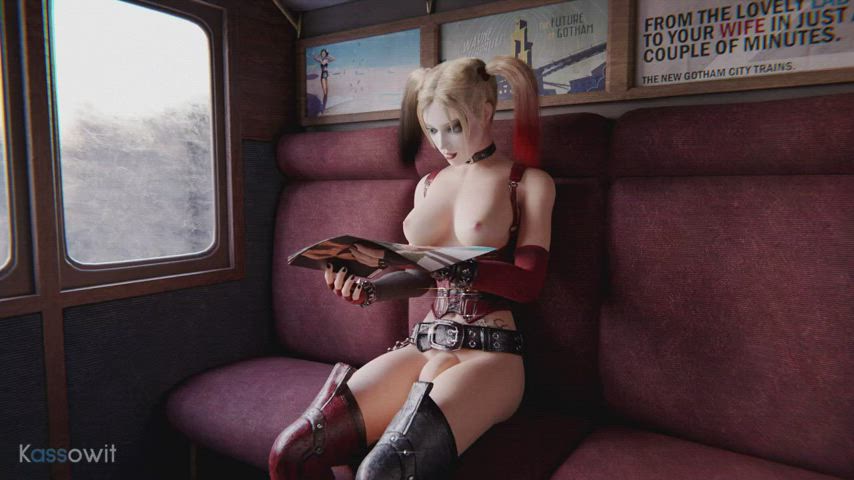 Harley Quinn getting a huge erection on the train (Kassowit) [Batman]