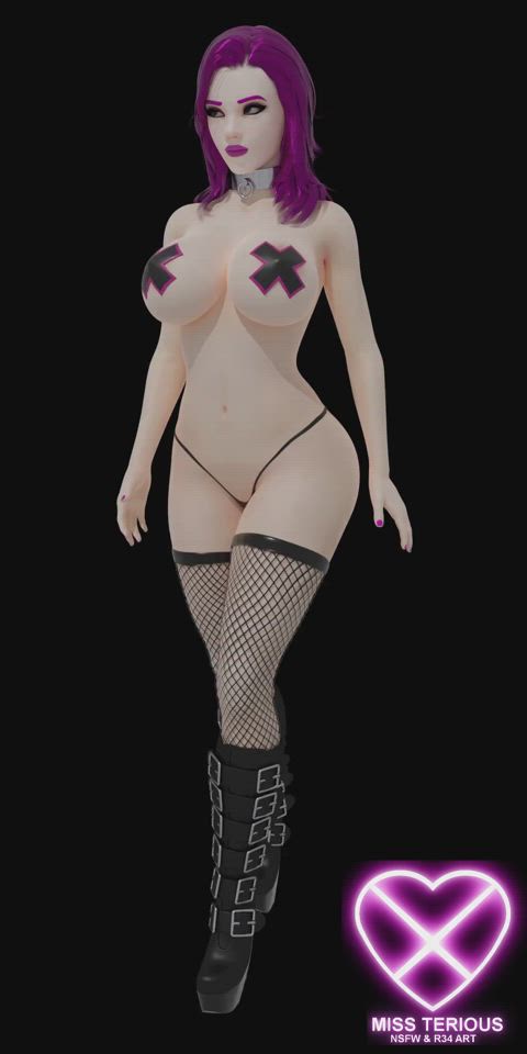 3d ass big tits boots fishnet high heels pasties walking pink hair clip