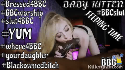 bbc blonde blowjob blue eyes interracial kitten sloppy sucking white girl clip